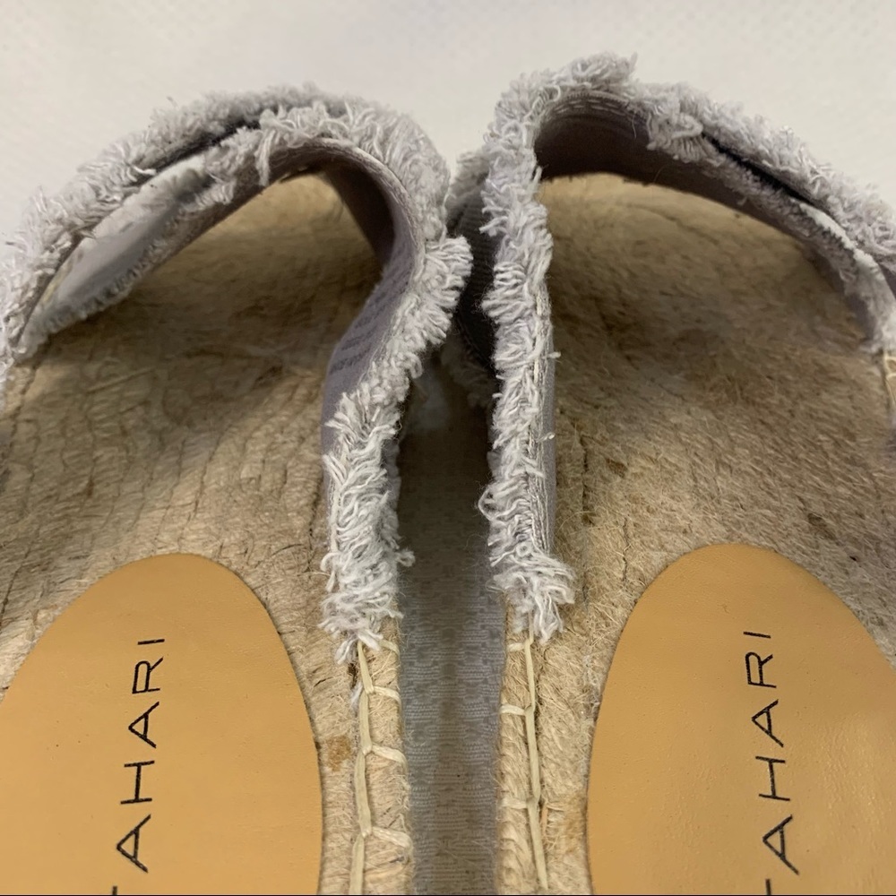 Tahari Saran Criss Cross Fringe Espadrille Slip On Sandal Gray 8 - Picture 6 of 12